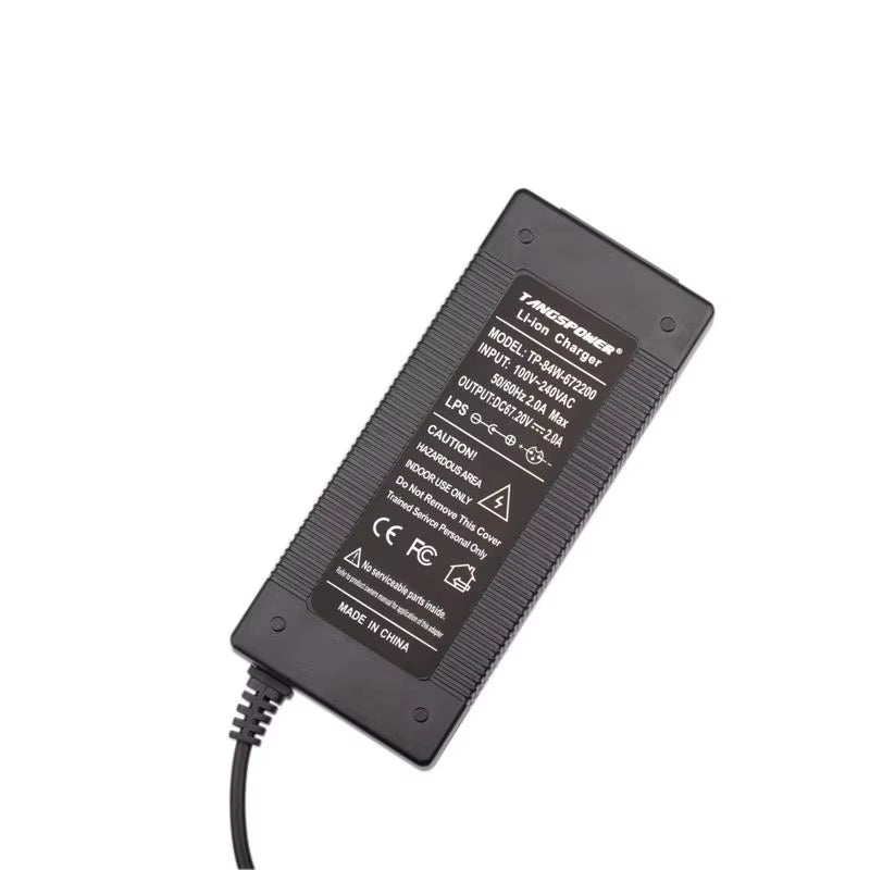 67.2V 2A Lithium Battery Charger for 16S 60V Li-Ion Battery Pack Fast Charging 3Pin-Gx16 Connector Electric Bicycle Charger