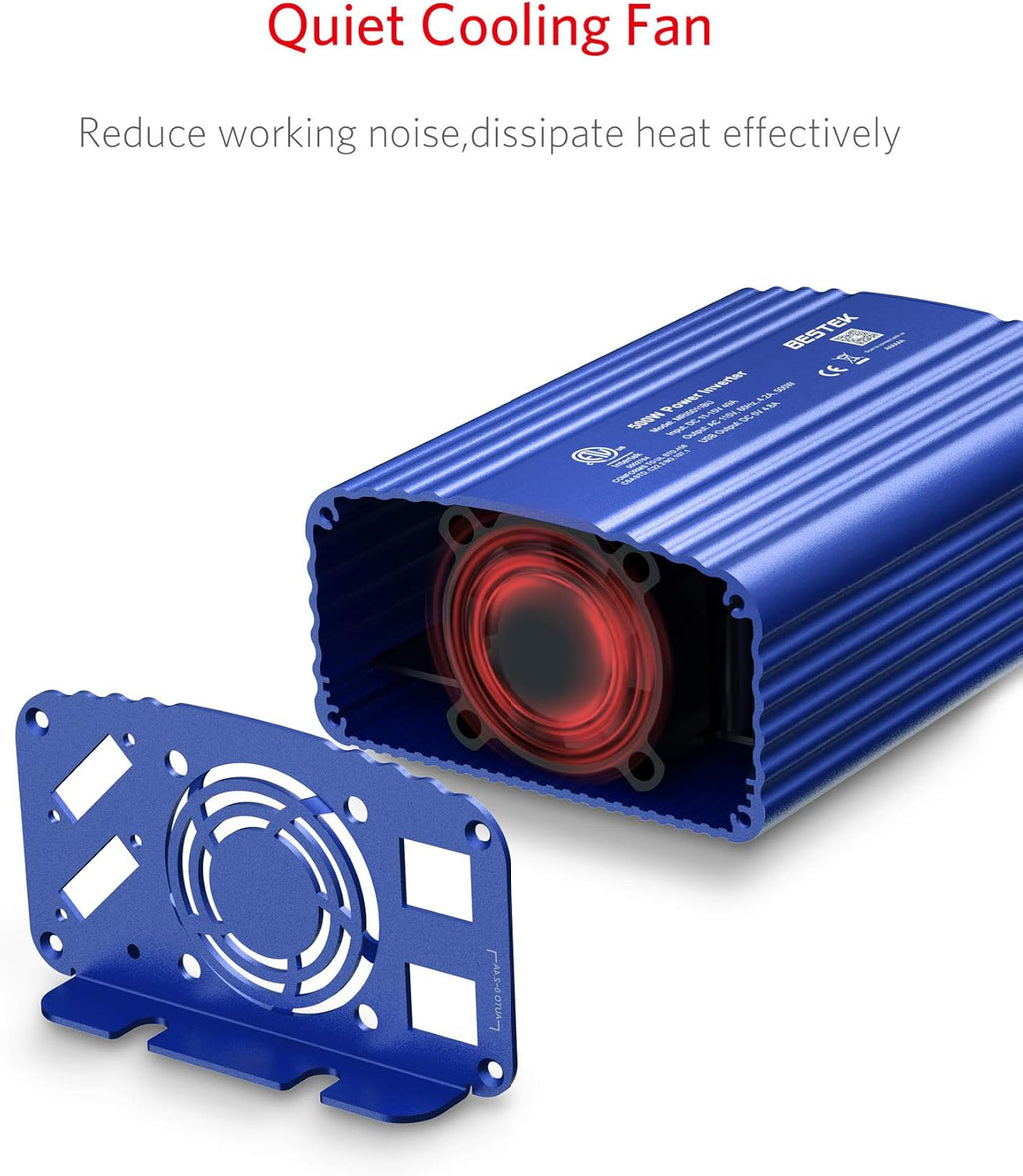 500W DC to AC Power Inverter 12V to 110V with 4.8A Dual USB Car Charger, ETL Listed (Blue)