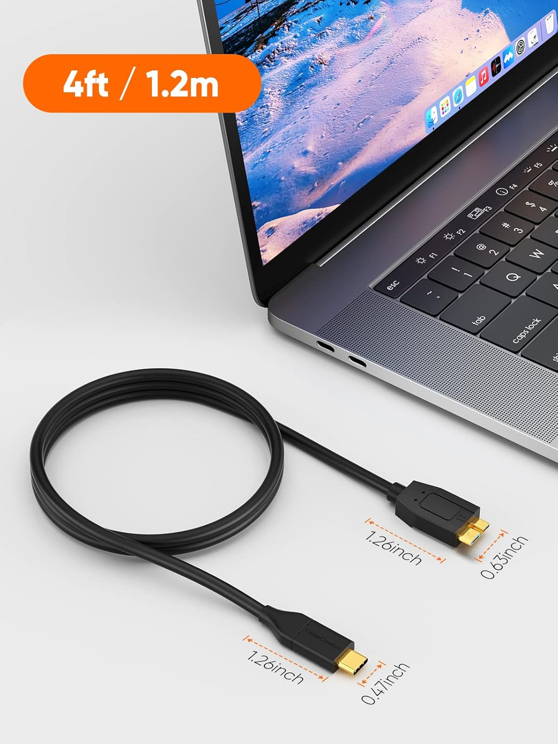 USB C 3.1 Type C to Micro B Hard Drive Cable for Iphone/Laptop/Camera | 10Gbps High Speed / anti Tear Braided Cable/ 1Ft~4Ft/ for Seagate WD Westgate Lacie My Password/Thunderbolt 3 Compatible